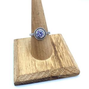 Light Amethyst CZ Sterling Silver Solitaire Ring Size 7,8,9